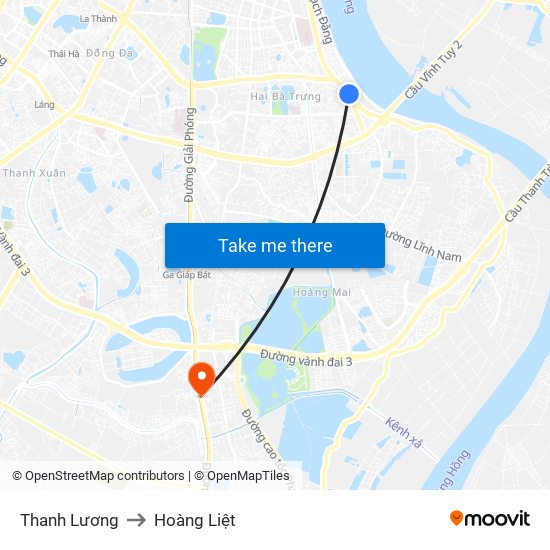 Thanh Lương to Hoàng Liệt map