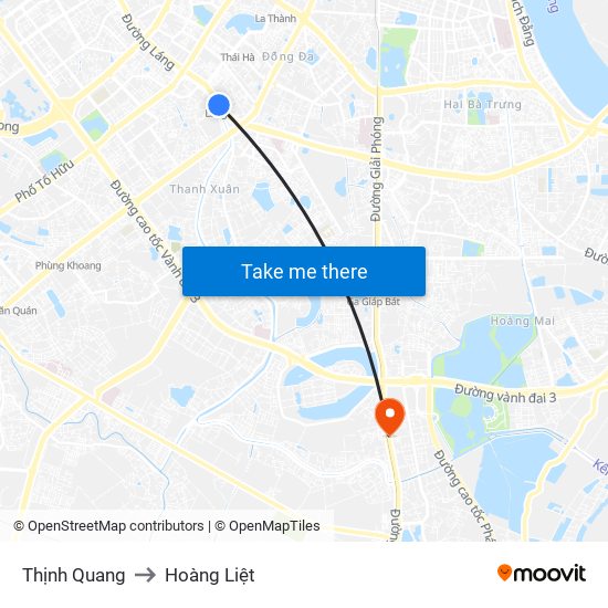 Thịnh Quang to Hoàng Liệt map