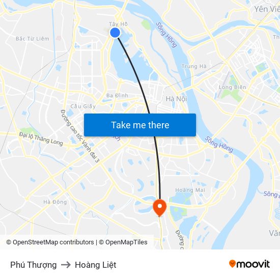 Phú Thượng to Hoàng Liệt map