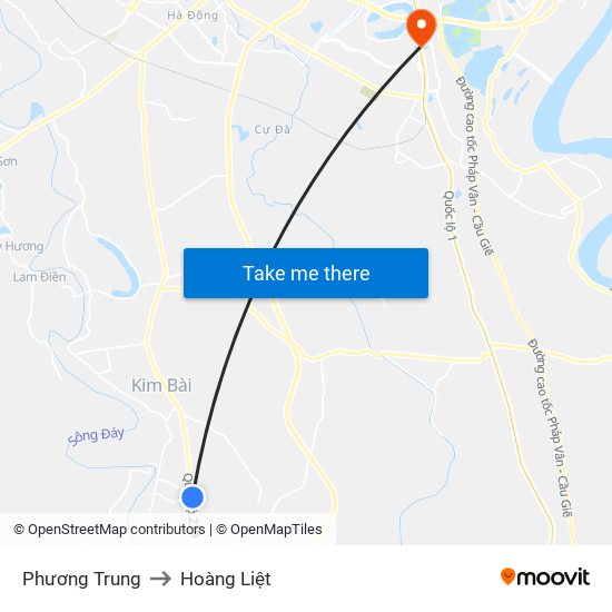 Phương Trung to Hoàng Liệt map