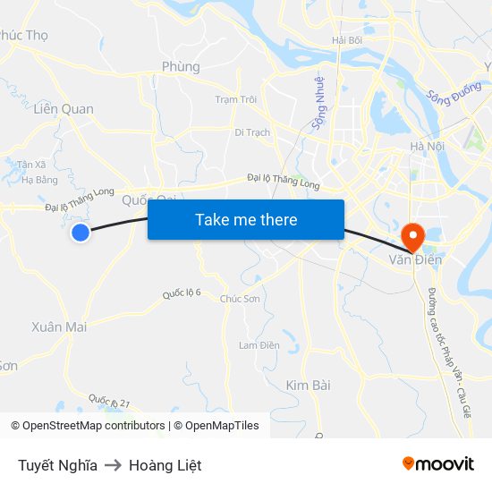 Tuyết Nghĩa to Hoàng Liệt map