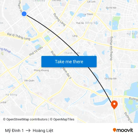 Mỹ Đình 1 to Hoàng Liệt map