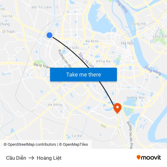 Cầu Diễn to Hoàng Liệt map