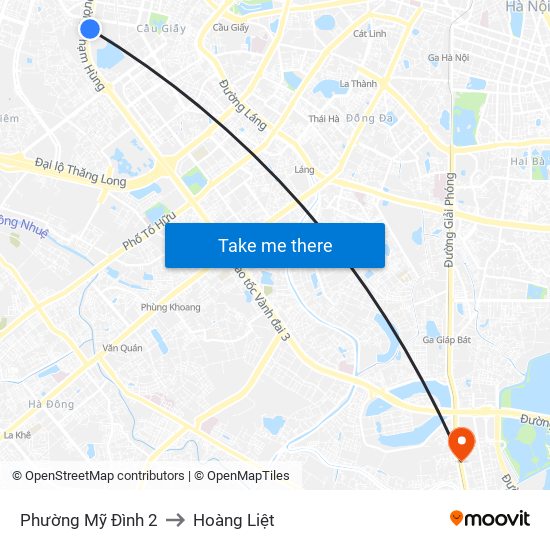 Phường Mỹ Đình 2 to Hoàng Liệt map