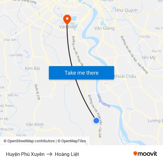 Huyện Phú Xuyên to Hoàng Liệt map