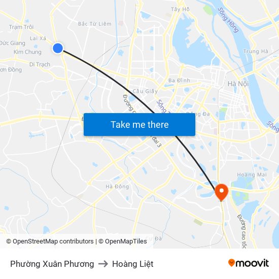 Phường Xuân Phương to Hoàng Liệt map