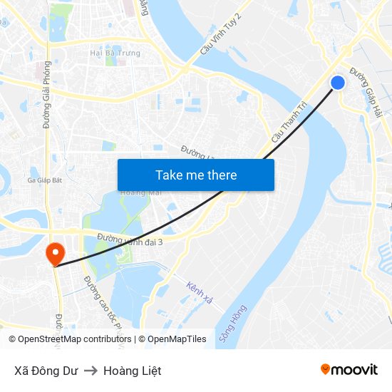 Xã Đông Dư to Hoàng Liệt map