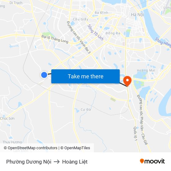 Phường Dương Nội to Hoàng Liệt map