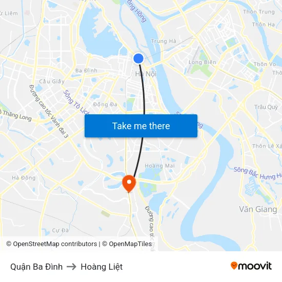 Quận Ba Đình to Hoàng Liệt map
