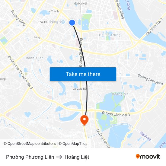 Phường Phương Liên to Hoàng Liệt map