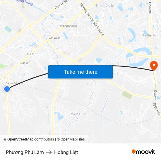 Phường Phú Lãm to Hoàng Liệt map