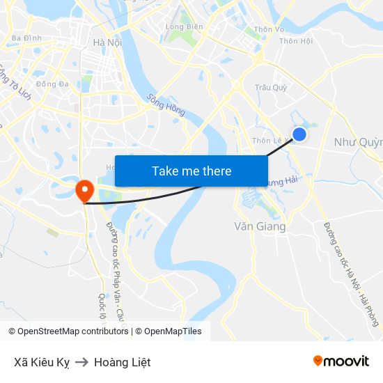 Xã Kiêu Kỵ to Hoàng Liệt map