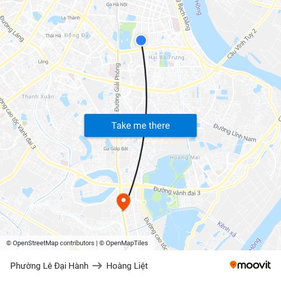 Phường Lê Đại Hành to Hoàng Liệt map