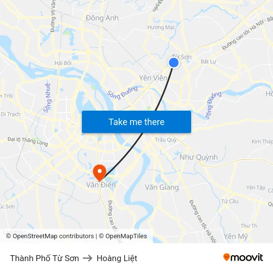 Thành Phố Từ Sơn to Hoàng Liệt map