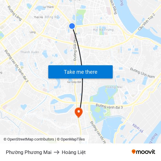 Phường Phương Mai to Hoàng Liệt map