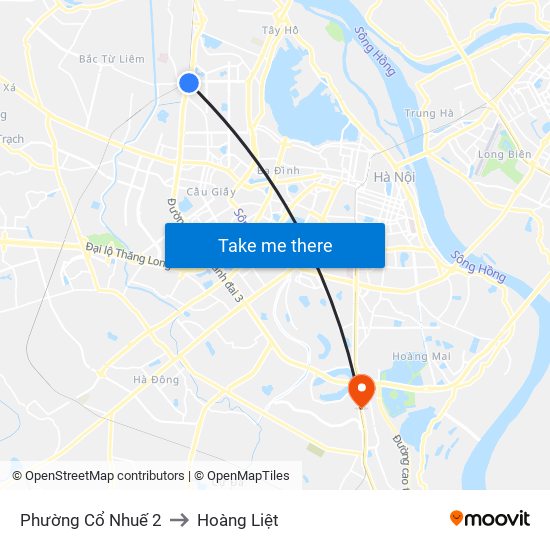 Phường Cổ Nhuế 2 to Hoàng Liệt map