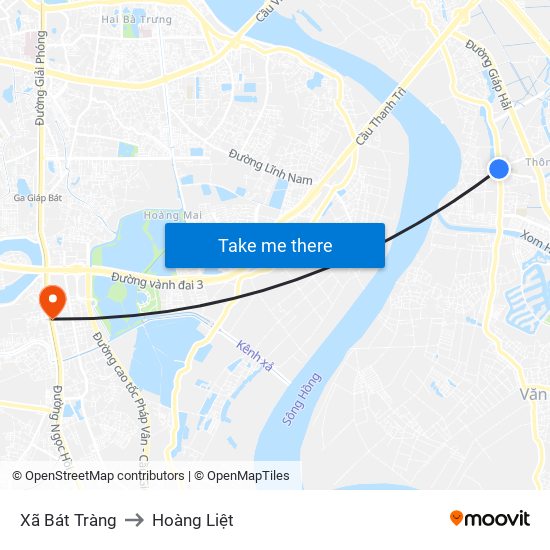 Xã Bát Tràng to Hoàng Liệt map