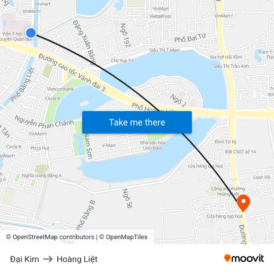 Đại Kim to Hoàng Liệt map