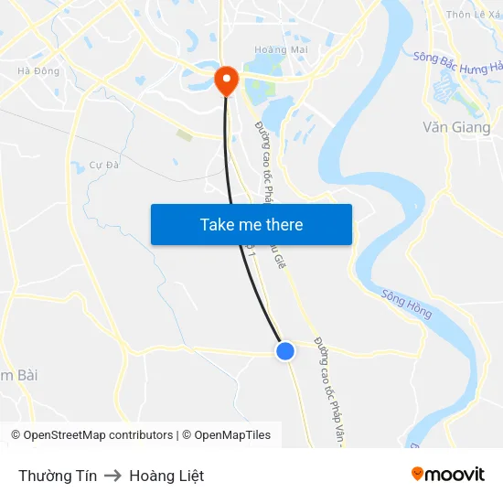 Thường Tín to Hoàng Liệt map