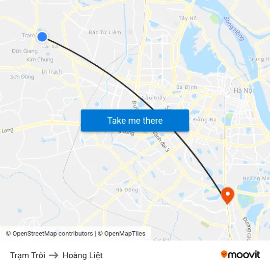 Trạm Trôi to Hoàng Liệt map