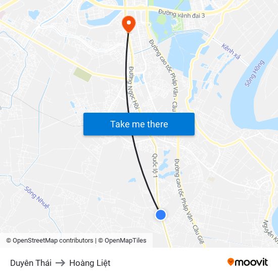 Duyên Thái to Hoàng Liệt map