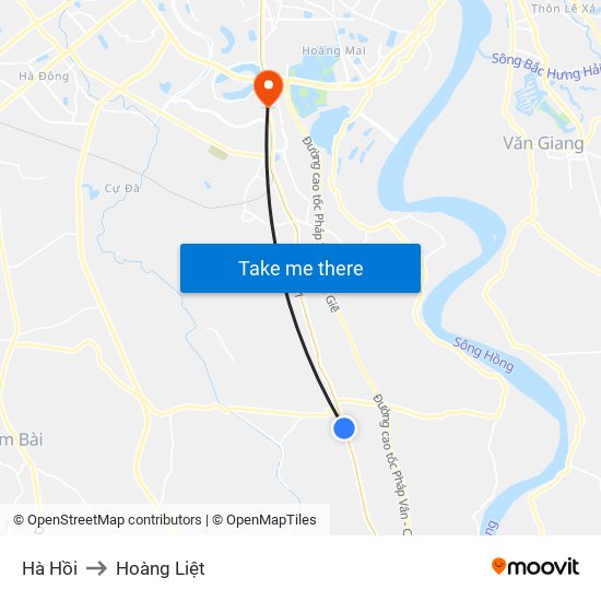 Hà Hồi to Hoàng Liệt map