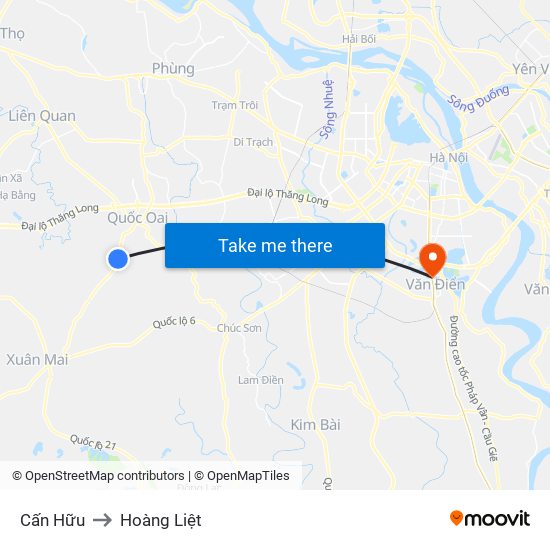 Cấn Hữu to Hoàng Liệt map