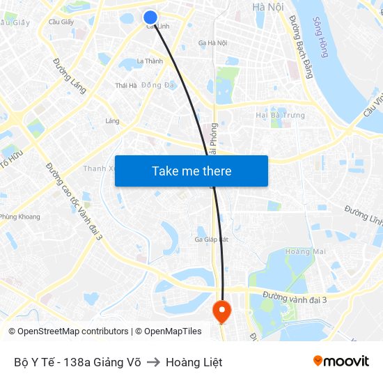 Bộ Y Tế - 138a Giảng Võ to Hoàng Liệt map
