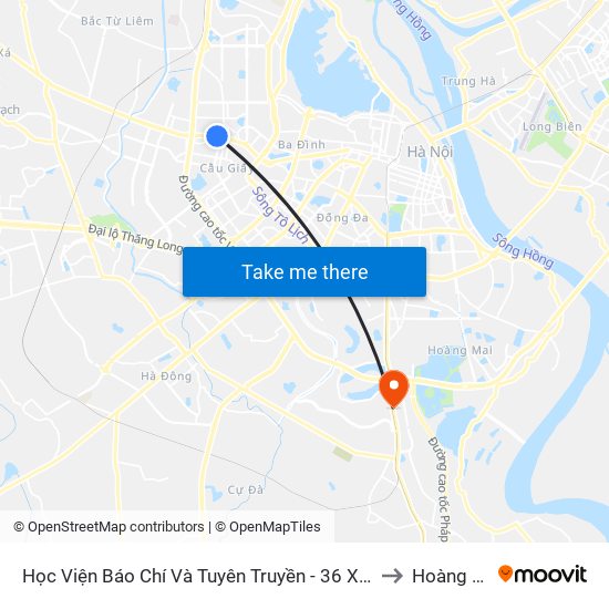 Học Viện Báo Chí Và Tuyên Truyền - 36 Xuân Thủy to Hoàng Liệt map