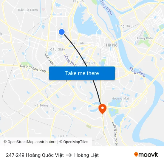 247-249 Hoàng Quốc Việt to Hoàng Liệt map
