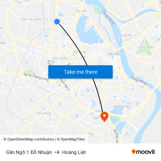 Gần Ngõ 1 Đỗ Nhuận to Hoàng Liệt map