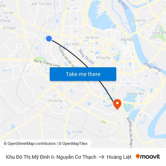 Khu Đô Thị Mỹ Đình Ii- Nguyễn Cơ Thạch to Hoàng Liệt map