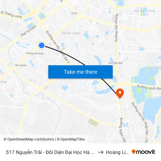 517 Nguyễn Trãi - Đối Diện Đại Học Hà Nội to Hoàng Liệt map