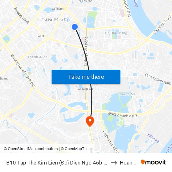 B10 Tập Thể Kim Liên (Đối Diện Ngõ 46b Phạm Ngọc Thạch) to Hoàng Liệt map