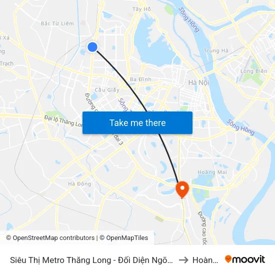 Siêu Thị Metro Thăng Long - Đối Diện Ngõ 599 Phạm Văn Đồng to Hoàng Liệt map