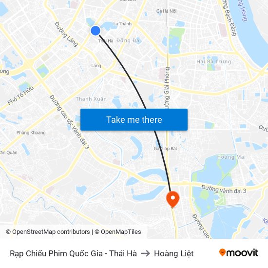 Rạp Chiếu Phim Quốc Gia - Thái Hà to Hoàng Liệt map