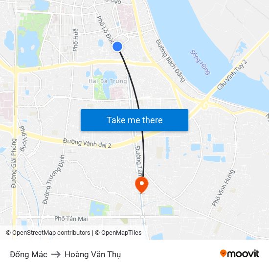 Đống Mác to Hoàng Văn Thụ map