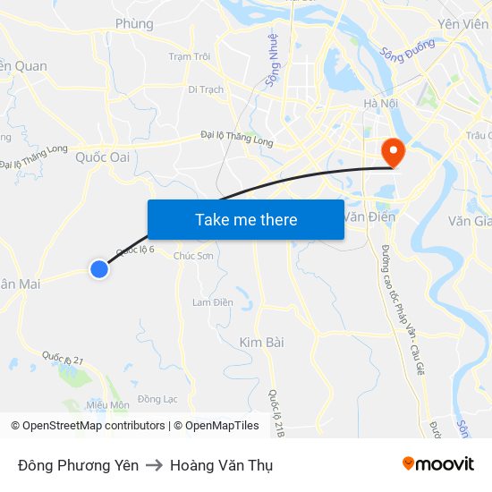 Đông Phương Yên to Hoàng Văn Thụ map