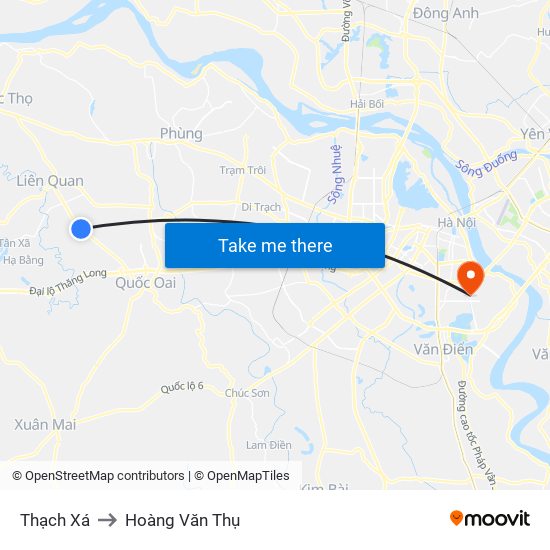 Thạch Xá to Hoàng Văn Thụ map