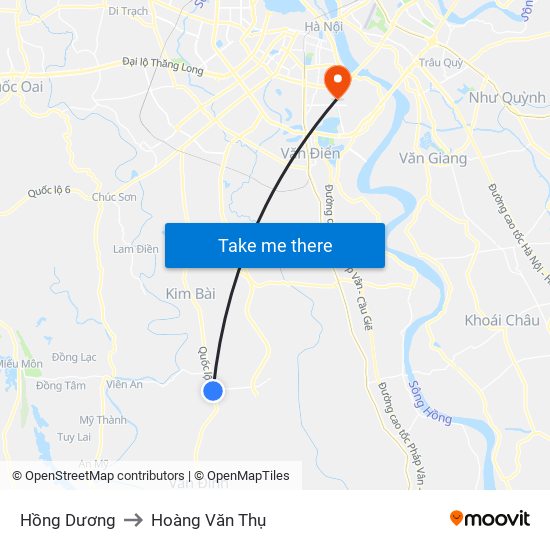 Hồng Dương to Hoàng Văn Thụ map