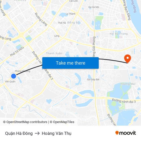 Quận Hà Đông to Hoàng Văn Thụ map