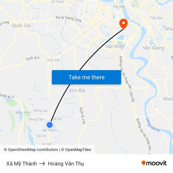 Xã Mỹ Thành to Hoàng Văn Thụ map