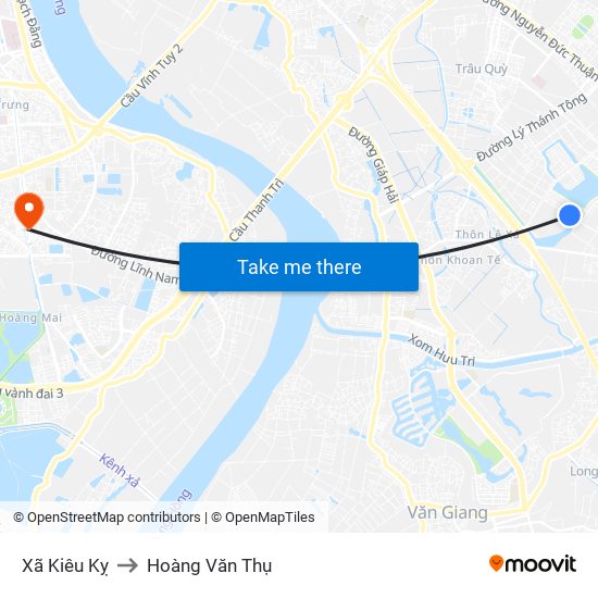 Xã Kiêu Kỵ to Hoàng Văn Thụ map