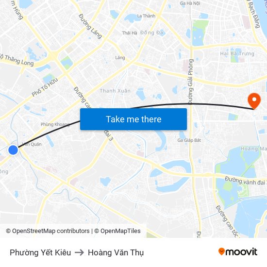 Phường Yết Kiêu to Hoàng Văn Thụ map