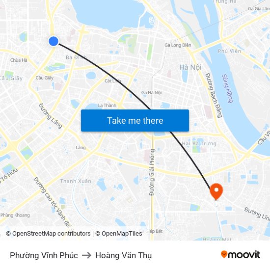 Phường Vĩnh Phúc to Hoàng Văn Thụ map