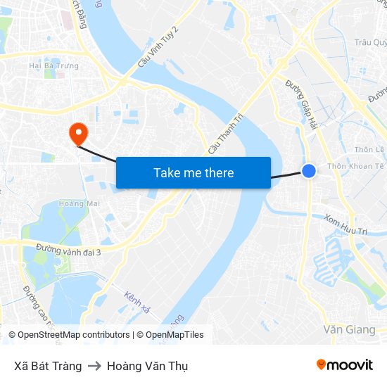 Xã Bát Tràng to Hoàng Văn Thụ map