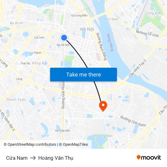 Cửa Nam to Hoàng Văn Thụ map