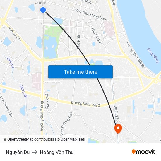 Nguyễn Du to Hoàng Văn Thụ map