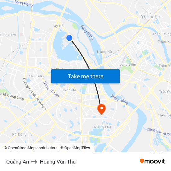 Quảng An to Hoàng Văn Thụ map