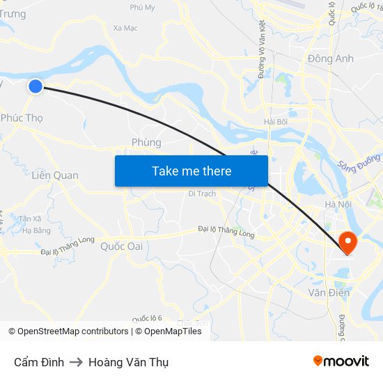 Cẩm Đình to Hoàng Văn Thụ map